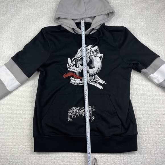 Y2K Arsenic Skater Skull Goth Punk Layered Long Sleeve Hoodie Size S - Picture 10 of 16